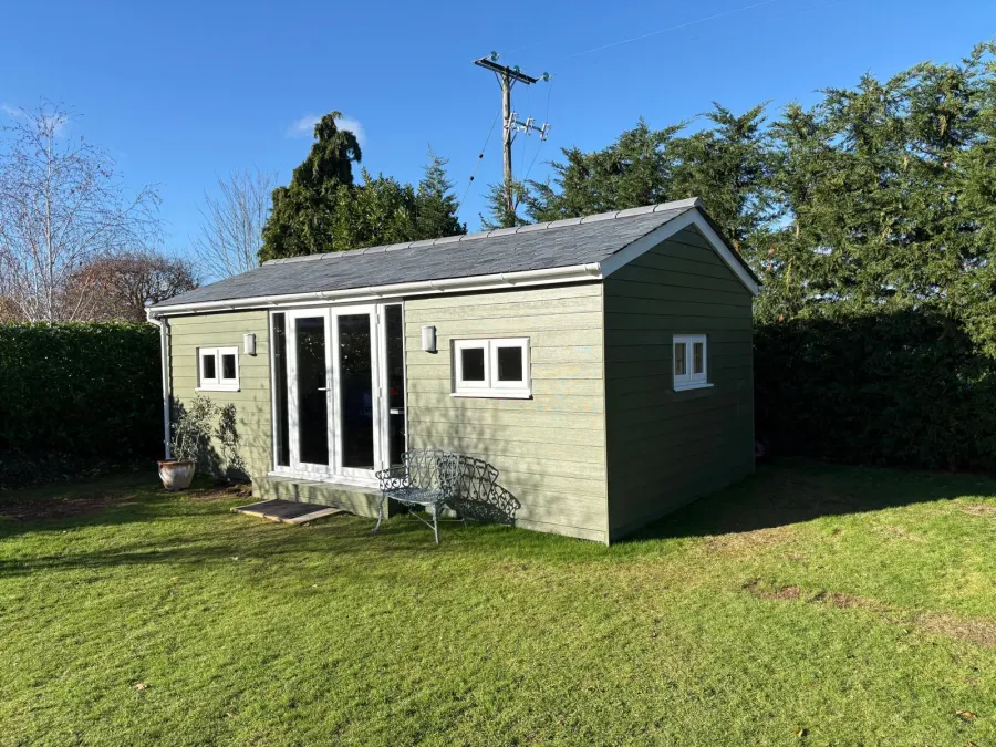 Completed timber-clad garden room